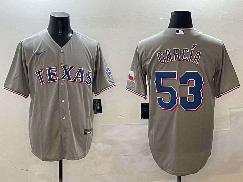 Men Texas Rangers #53 Garcia Grey Game 2025 Nike MLB Jersey style 1
